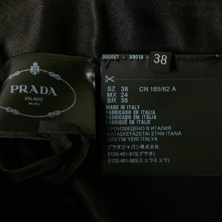 Pre Owned Prada Black Satin Long Drape Detail Mini Skirt S