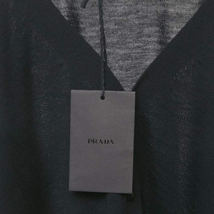 Pre Owned Prada Navy Blue Wool Button Front Cardigan XS