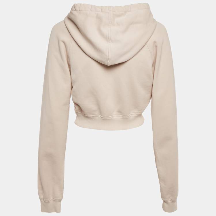 Pre Owned Prada Pink Cotton Knit Cropped Hoodie S