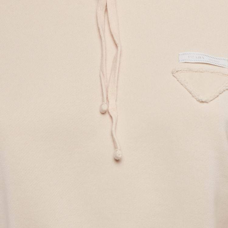 Pre Owned Prada Pink Cotton Knit Cropped Hoodie S