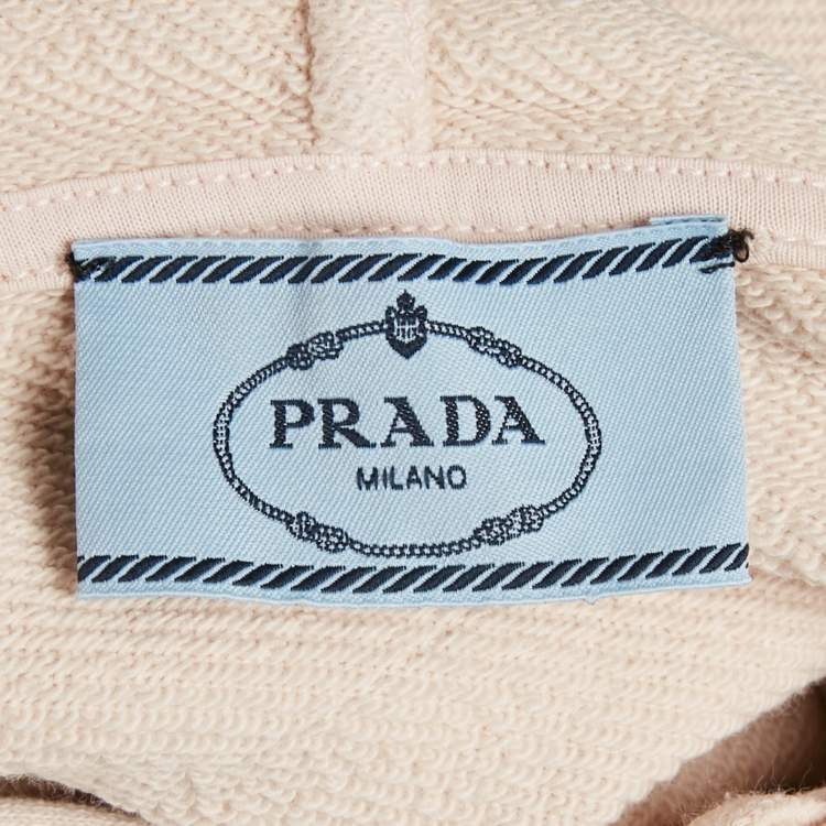Pre Owned Prada Pink Cotton Knit Cropped Hoodie S
