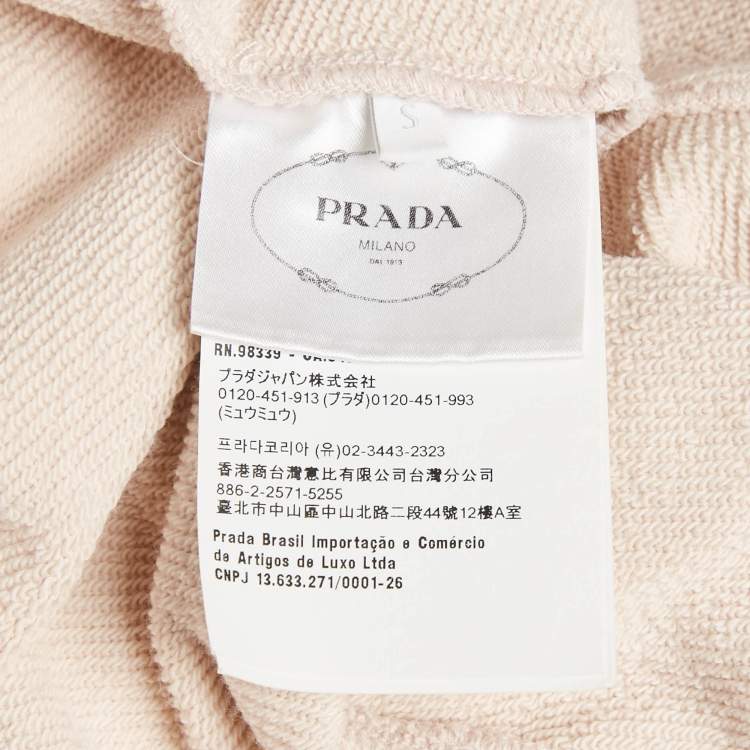 Pre Owned Prada Pink Cotton Knit Cropped Hoodie S