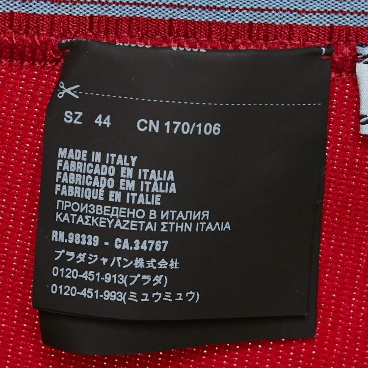 Pre Owned Prada Red Textured Stretch Knit Pants M