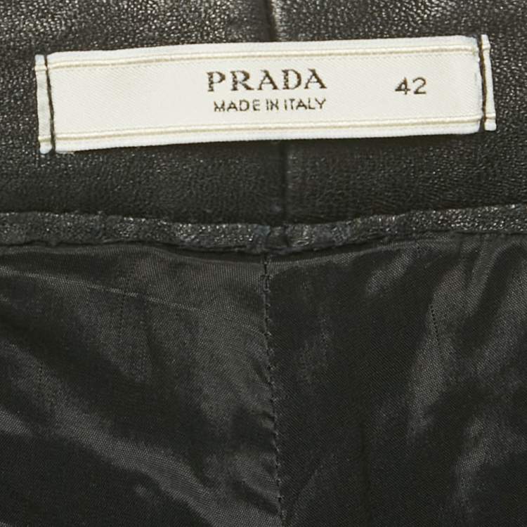 Pre Owned Prada Black Leather Skinny Pants M