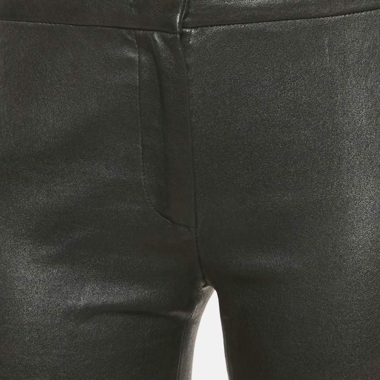 Pre Owned Prada Black Leather Skinny Pants M