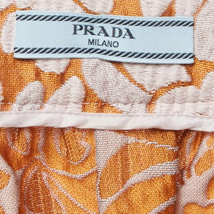 Pre Owned Prada Brown Floral Jacquard Mini Skirt M