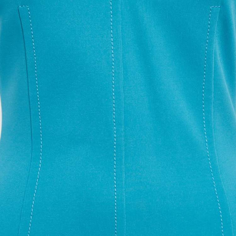 Pre Owned Prada Blue Jersey V-Neck Sheath Dress M
