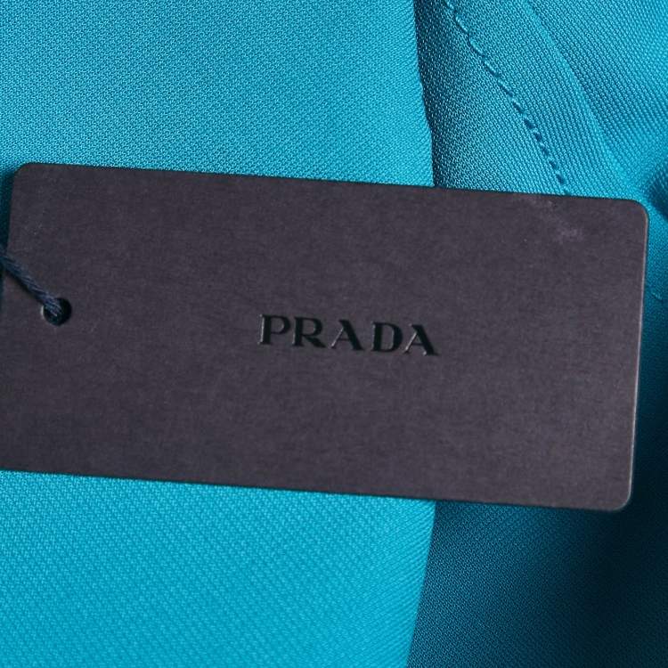 Pre Owned Prada Blue Jersey V-Neck Sheath Dress M