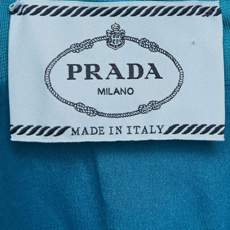 Pre Owned Prada Blue Jersey V-Neck Sheath Dress M