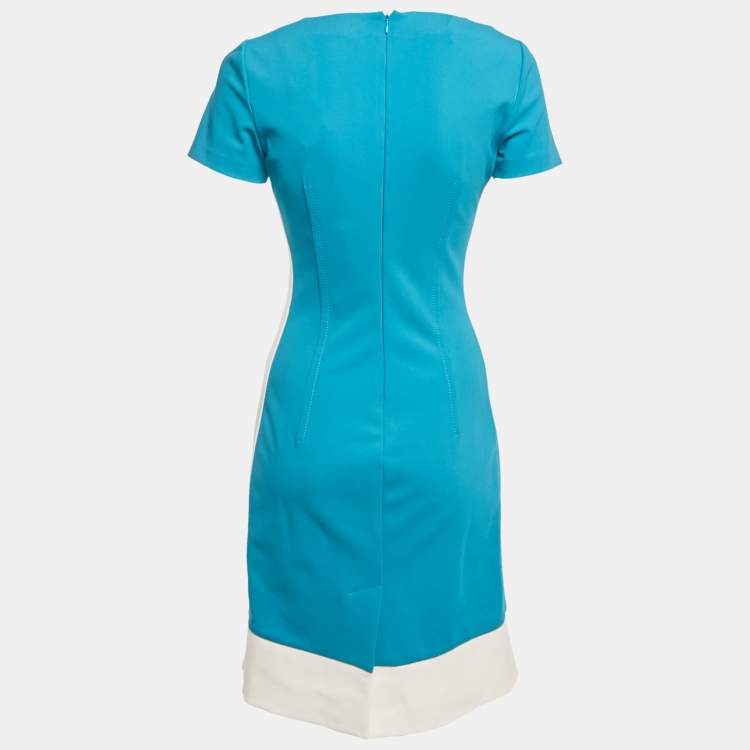Pre Owned Prada Blue Jersey V-Neck Sheath Dress M