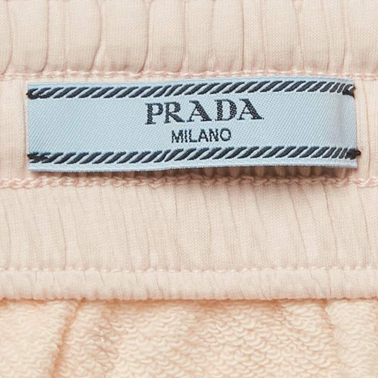 Pre Owned Prada Pink Cotton Jersey Drawstring Mini Skirt S