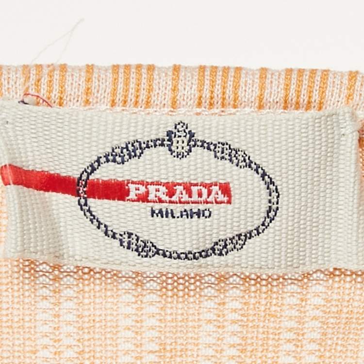 Pre Owned Prada Orange Stripped Jersey Fitted Top S