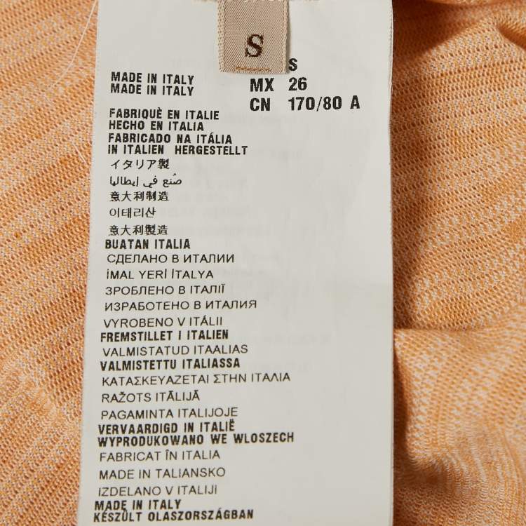 Pre Owned Prada Orange Stripped Jersey Fitted Top S