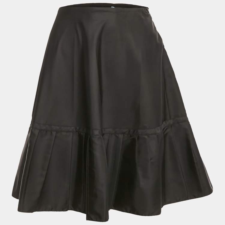 Pre Owned Prada Black Synthetic Pleated Short Skirt S