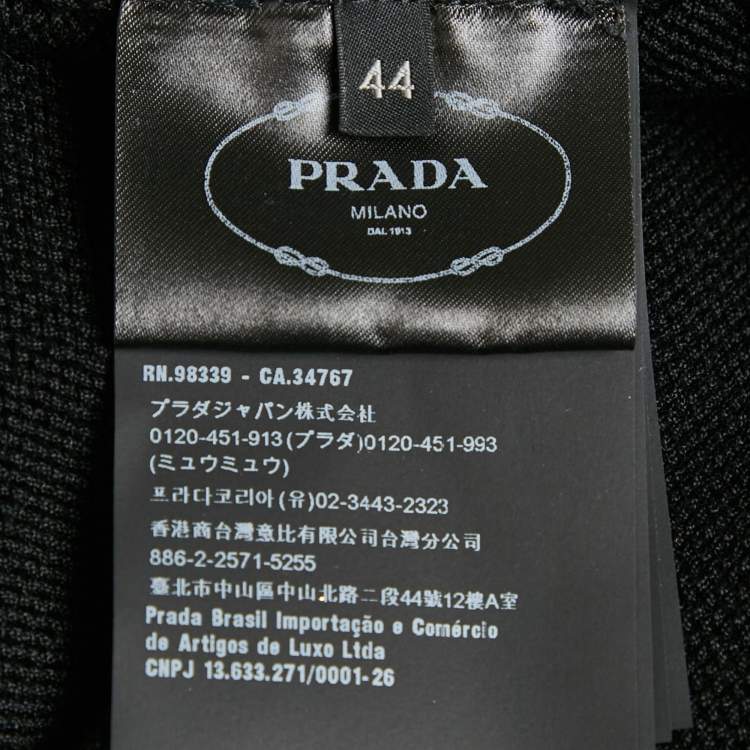مملوكة مسبقًا Prada Black Cotton Knit Logo Embroidered Mini Dress M