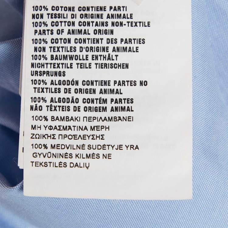Pre Owned Prada Blue Logo Embroidered Cotton Short Sleeve Shirt M