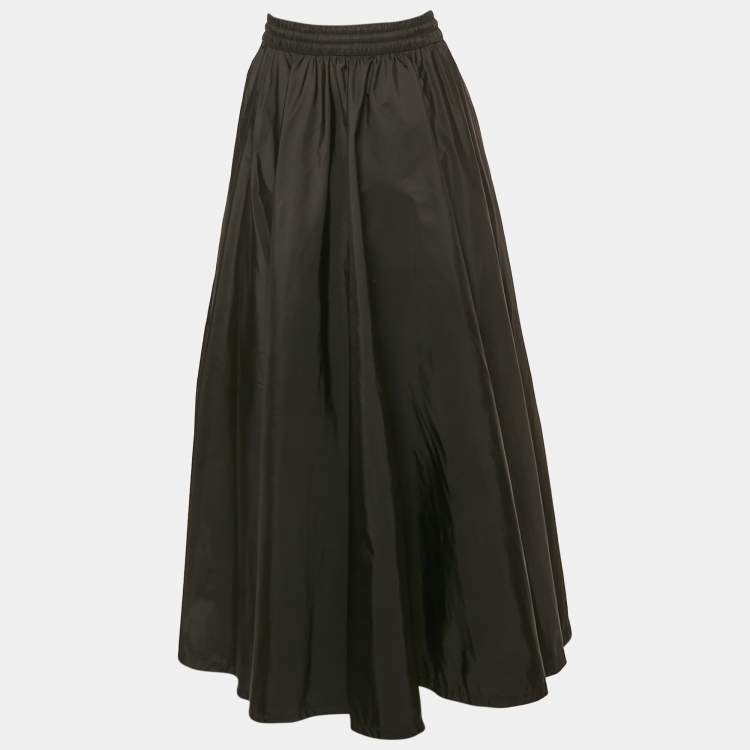 Pre Owned Prada Black Re-Nylon Zipper Detail Maxi Skirt M