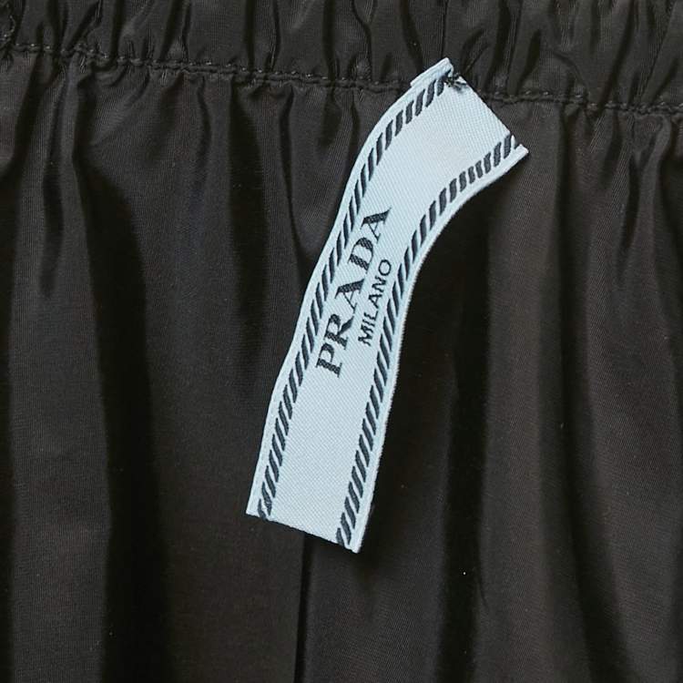 Pre Owned Prada Black Re-Nylon Zipper Detail Maxi Skirt M