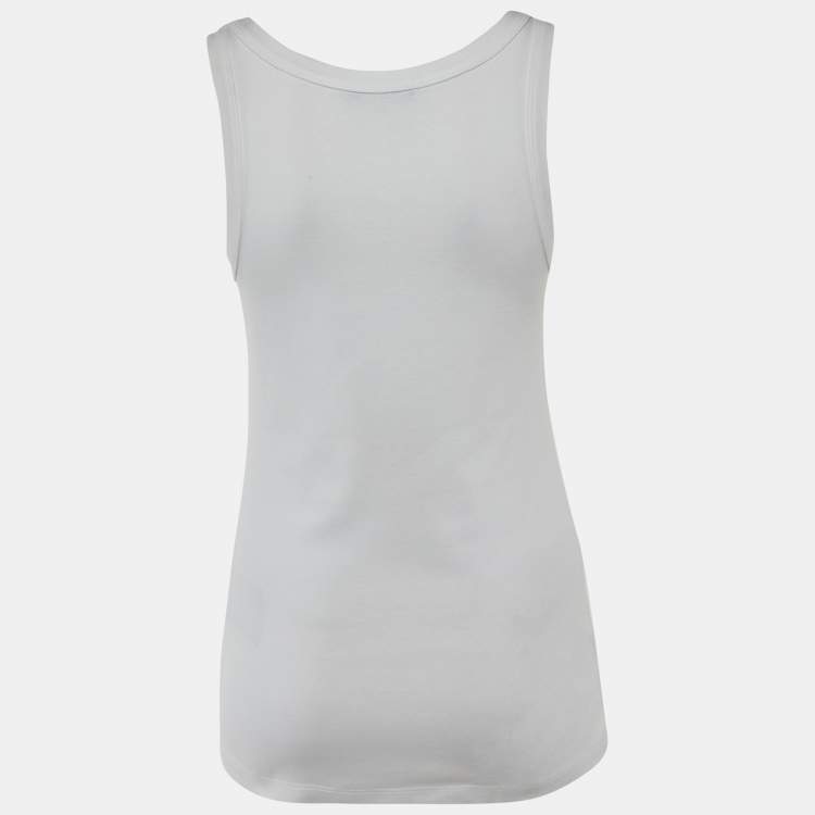 Pre Owned Prada White Cotton Triangle Logo Tank Top S