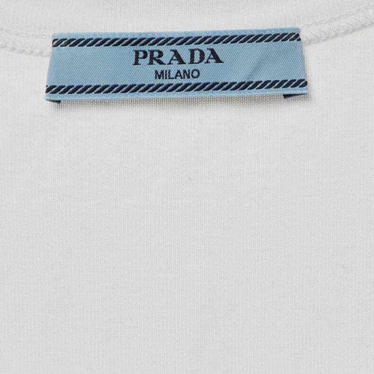 Pre Owned Prada White Cotton Triangle Logo Tank Top S