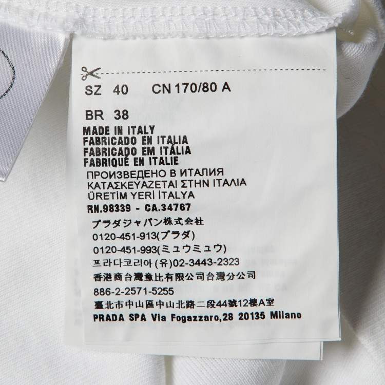 Pre Owned Prada White Cotton Triangle Logo Tank Top S