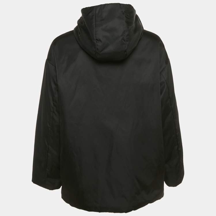 Pre Owned Prada Black Re - Nylon Triangle Logo Plaque Blouson Jacket S