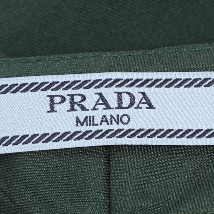 Pre Owned Prada Green Floral Silk Capri Pants M