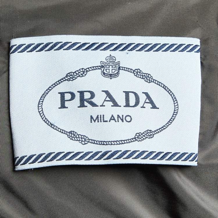 Pre Owned Prada Grey Nylon Fox Fur Trim Detail Quilted Down Jacket M