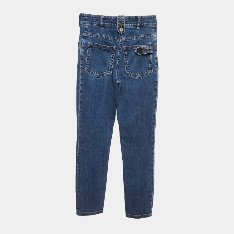 Pre Owned Prada Blue Washed Denim Tight Fit Jeans S Waist 25"