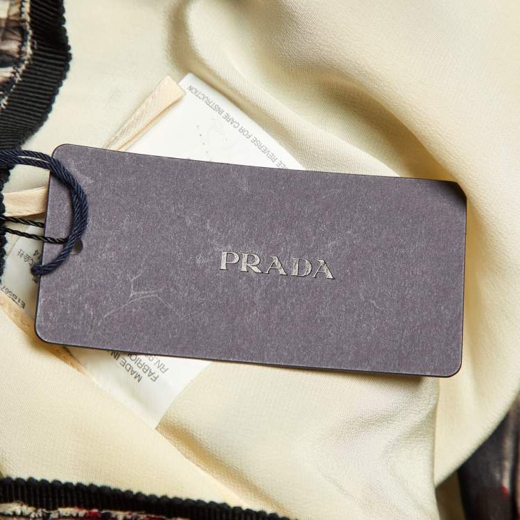 Pre Owned Prada Multicolor Floral Printed Cotton Lace Trim Tiered Mini Skirt L