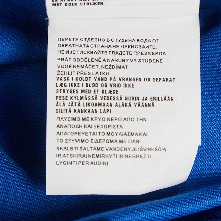 Pre Owned Prada Blue Logo Embossed Gabardine Shift Dress M