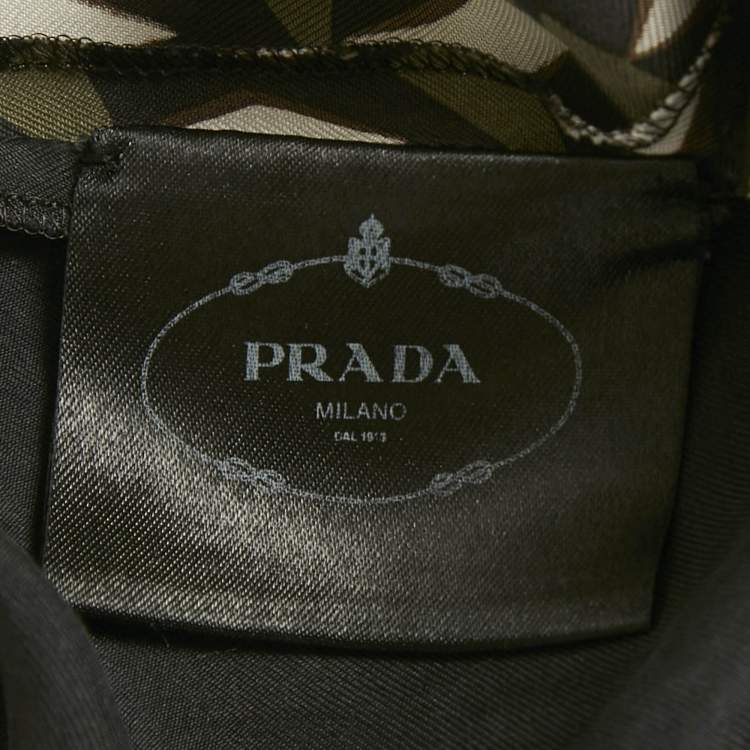 Pre Owned Prada Navy Blue Printed Silk Blouse S