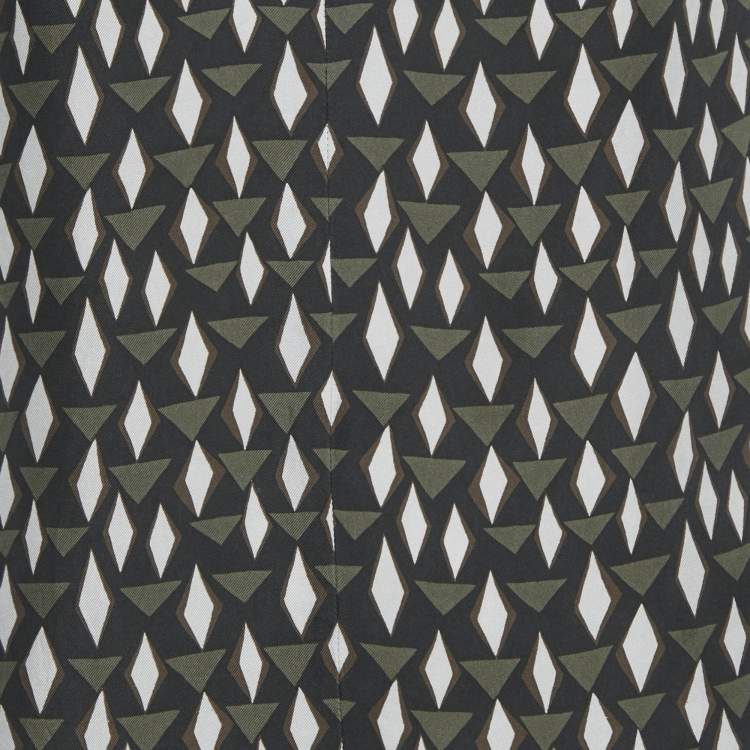 Pre Owned Prada Navy Blue Printed Silk Blouse S