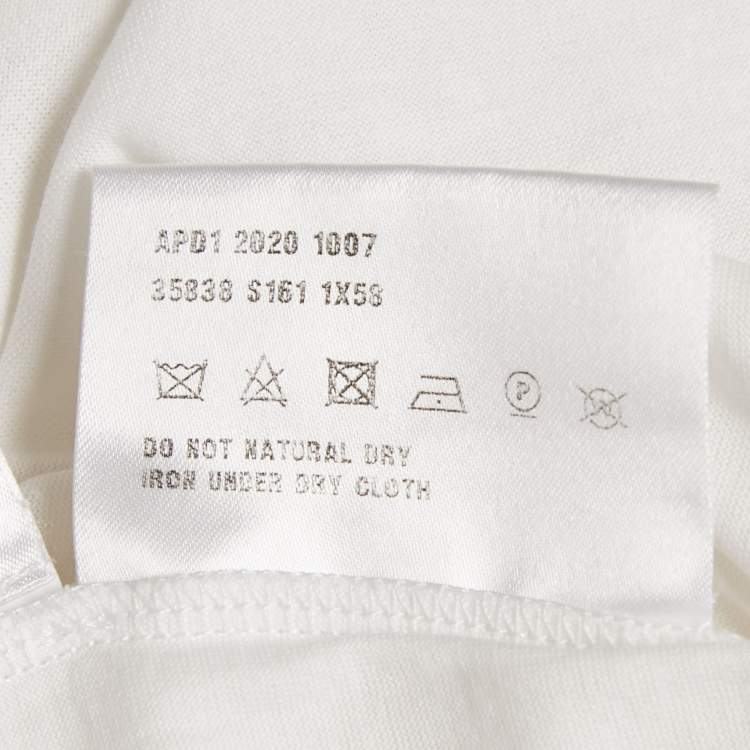Pre Owned Prada White Triangle Rubber Logo Applique Cotton T-Shirt XS