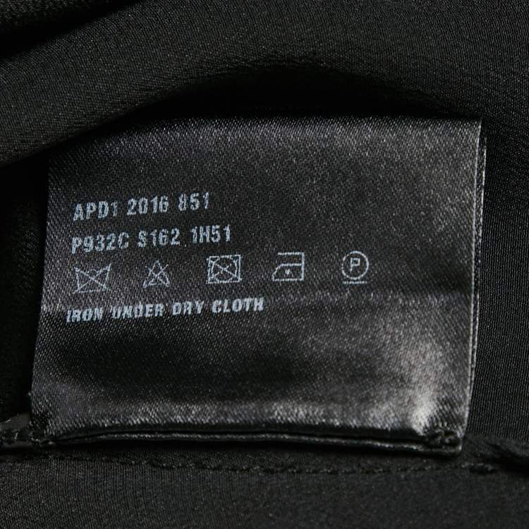 Pre Owned Prada Black Silk Neck Frill Detail Blouse L