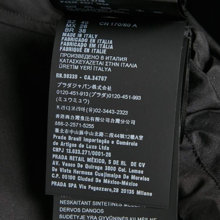 مملوكة مسبقًا Prada Black Silk Drawstring Hem Crop Shirt S