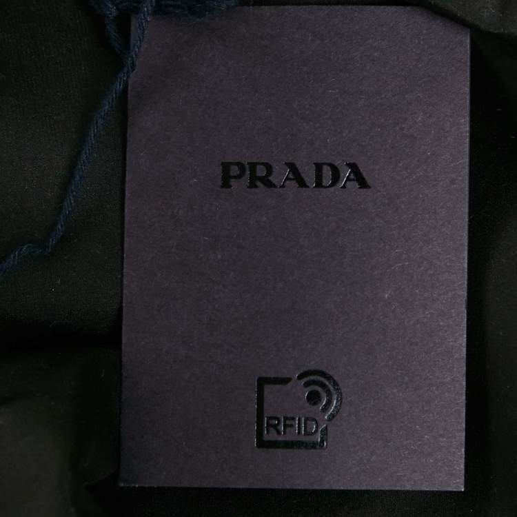 مملوكة مسبقًا Prada Black Silk Drawstring Hem Crop Shirt S
