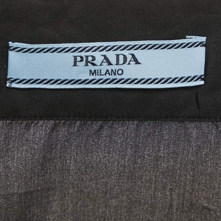 مملوكة مسبقًا Prada Black Silk Drawstring Hem Crop Shirt S