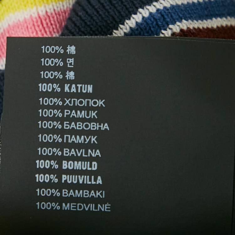 مملوكة مسبقًا Prada Navy Blue Striped Rib Knit Tank Top S