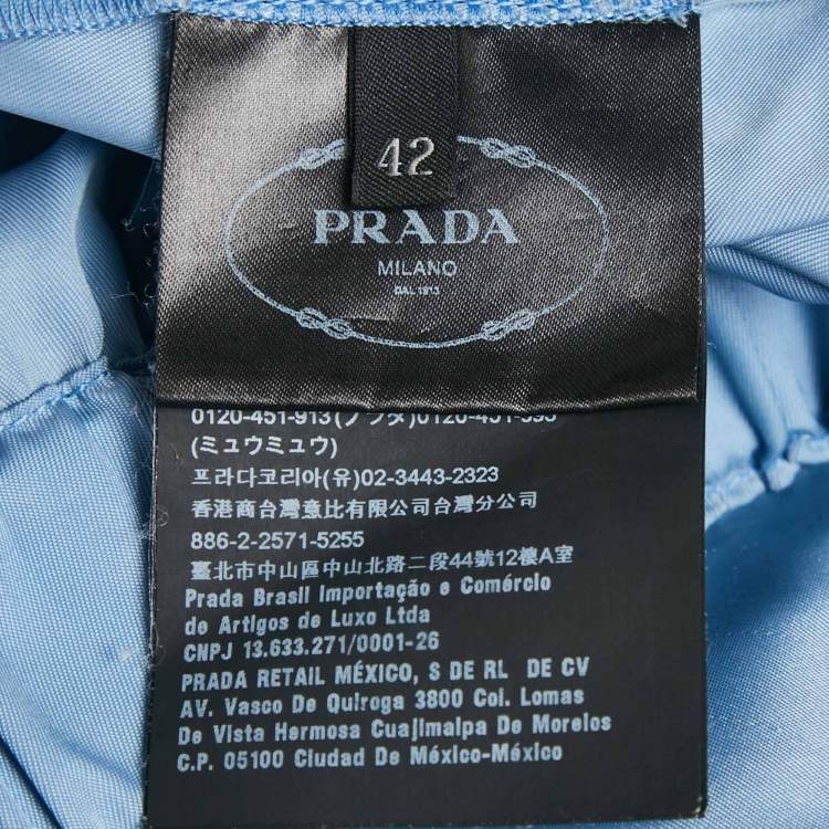 Pre Owned Prada Blue Logo Applique Synthetic Shorts M