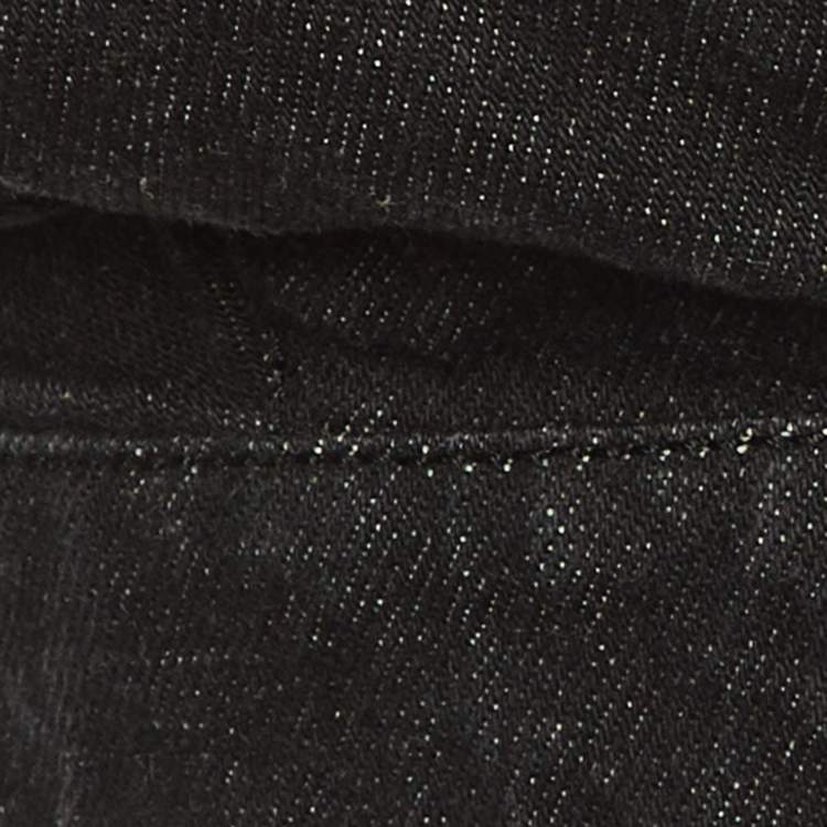 Pre Owned Prada Black Denim Logo Plaque Bralette M