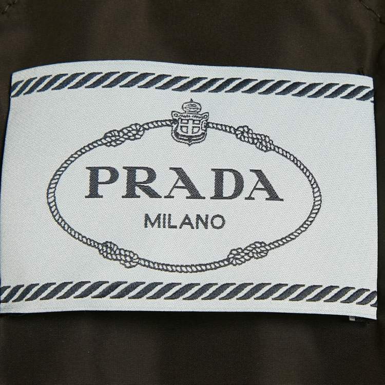 Pre Owned Prada Black Nylon Gabardine Double Breasted Jacket M
