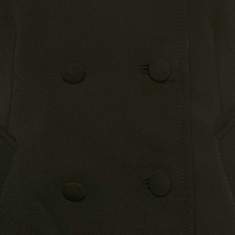 Pre Owned Prada Black Nylon Gabardine Double Breasted Jacket M