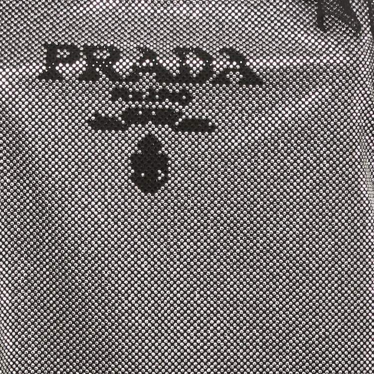 Pre Owned Prada Black Rhinestone Embellished Tie-Up Sleeve Mini Dress XS