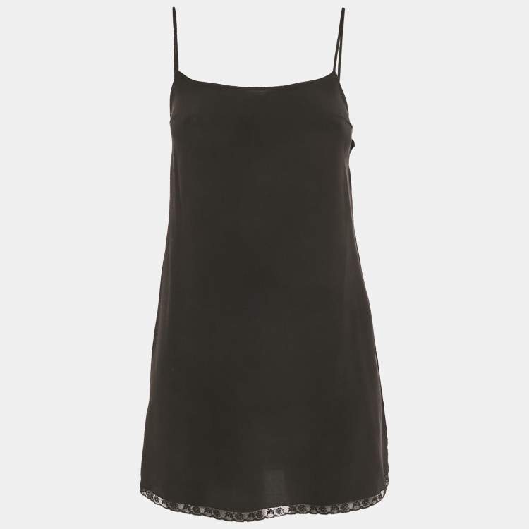 Pre Owned Prada Black Rhinestone Embellished Tie-Up Sleeve Mini Dress XS