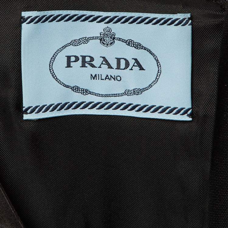 Pre Owned Prada Black Silk Satin Bow Detail Sleeveless Dress S