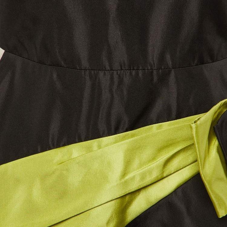 Pre Owned Prada Black Silk Satin Bow Detail Sleeveless Dress S