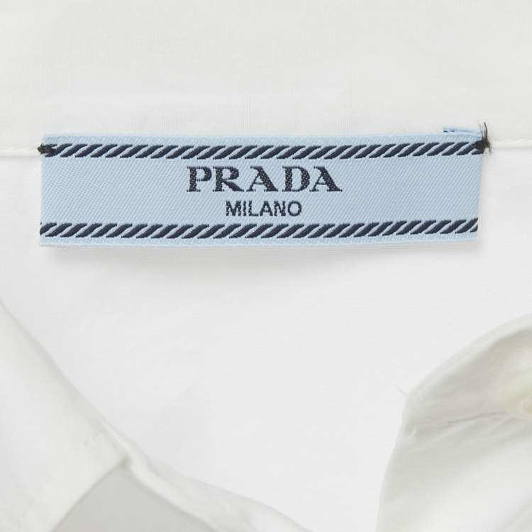 Pre Owned Prada White Cotton Button Front Crop Top M