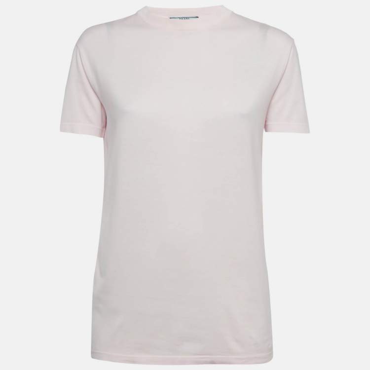 Pre Owned Prada Pastel Pink Cotton Crewneck T-Shirt XS