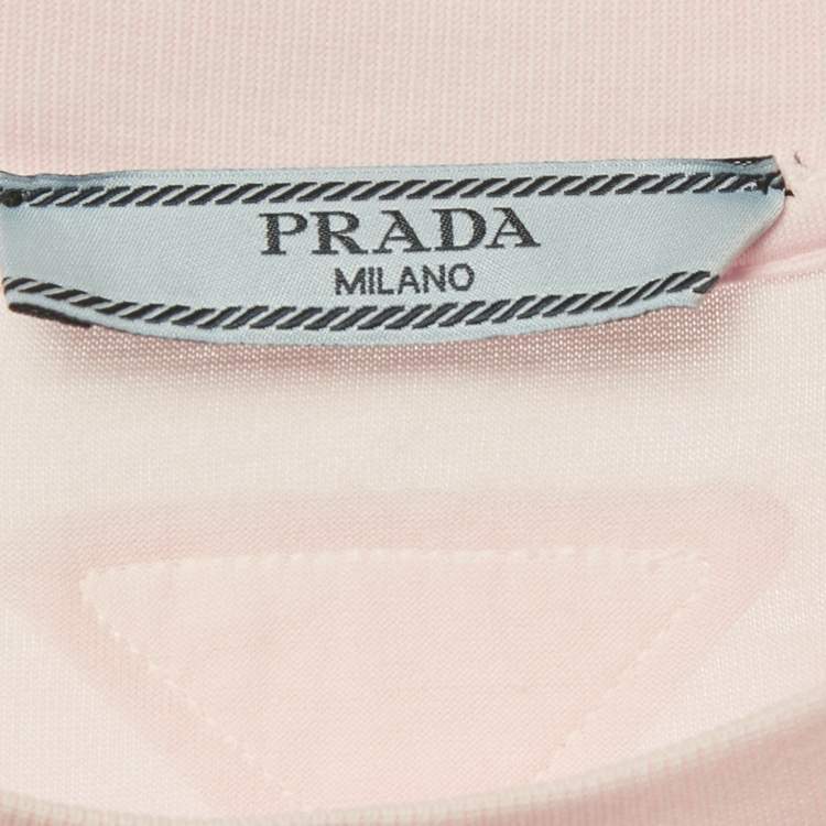 Pre Owned Prada Pastel Pink Cotton Crewneck T-Shirt XS